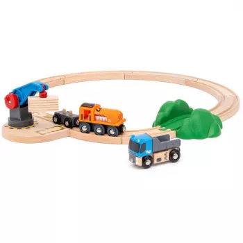Brio World set de inicio de tren de mercancías con grúa