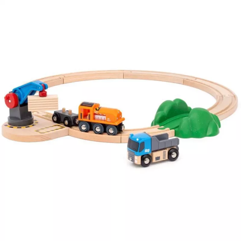 Brio World set de inicio de tren de mercancías con grúa