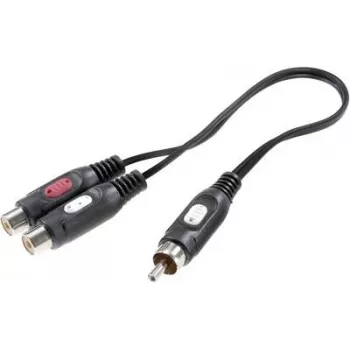 SpeaKa Professional adaptador en Y de audio RCA [1x conector macho RCA - 2x conector hembra RCA] negro (SP-7869820)