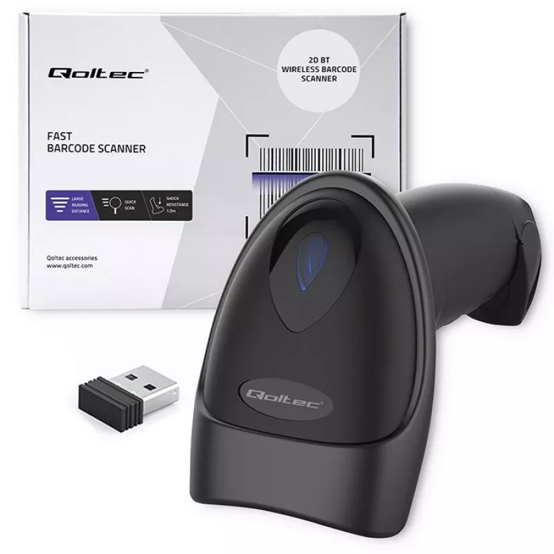 Lector de códigos de barras QOLTEC 50880 1D/2D USB — Lector de mano con interfaz USB