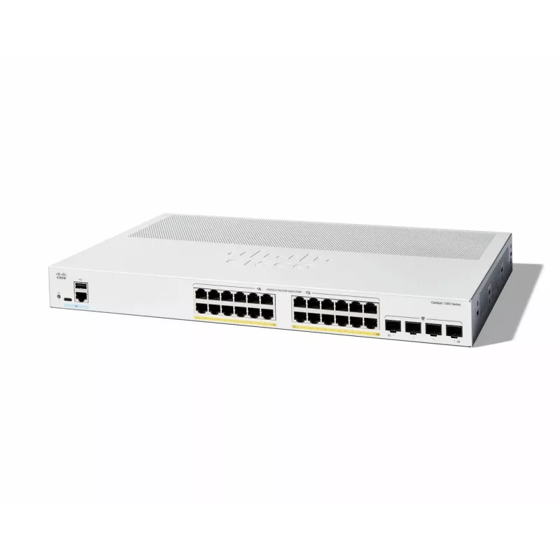 Cisco Catalyst 1300-24P-4G switch gestionado, 24 puertos GE, PoE, 4x1GE SFP, Limited Lifetime Protection (C1300-24P-4G)