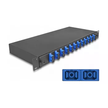 DeLOCK Caja de empalme de fibra óptica 67006 negro metal 482x220x44mm
