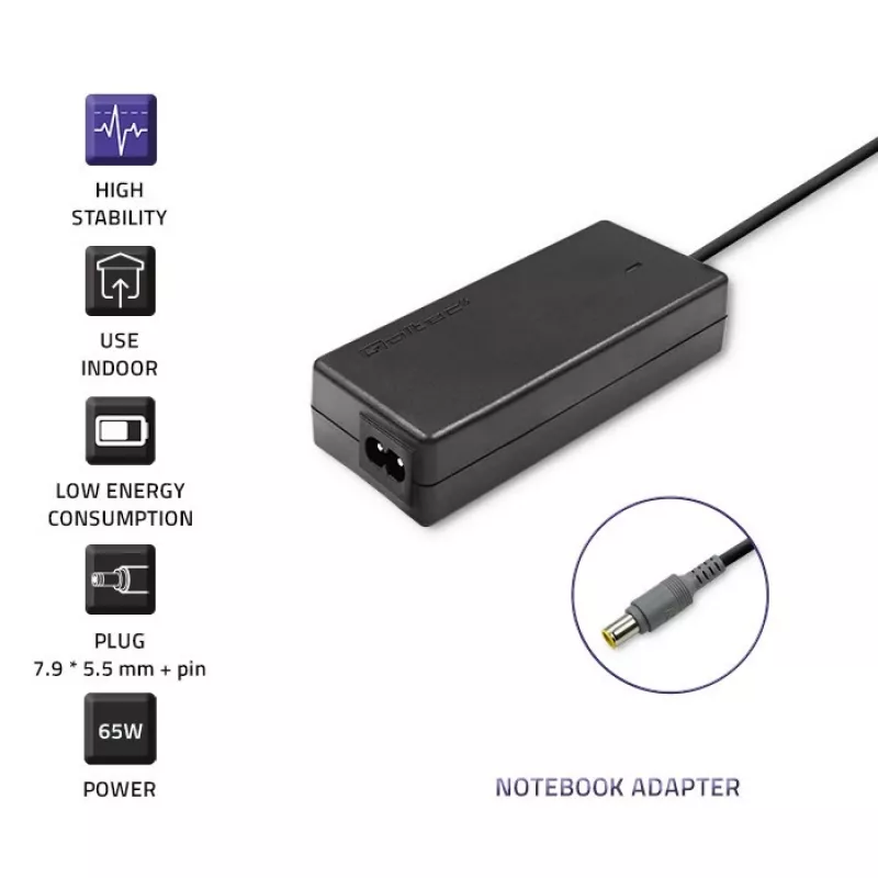 Fuente de alimentación Qoltec para IBM 65W 3,52A 20V 7,9x5,5 + Pin IBM 50013.65W
