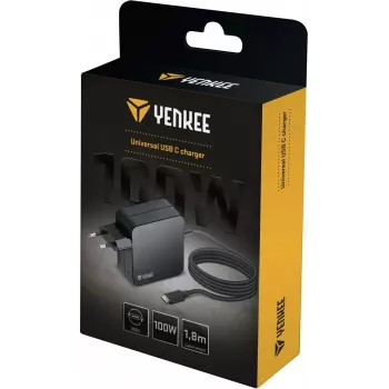 Cargador YENKEE YAU C100 100W con cable de 1,8 m – cargador rápido para dispositivos móviles