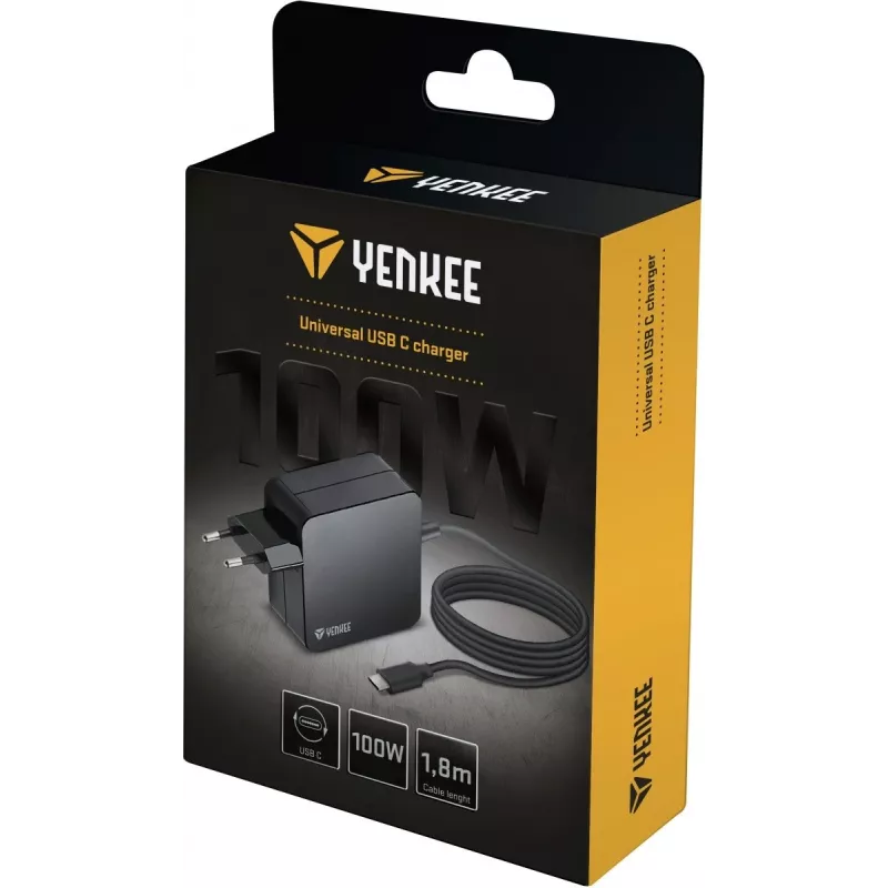 Cargador YENKEE YAU C100 100W con cable de 1,8 m – cargador rápido para dispositivos móviles
