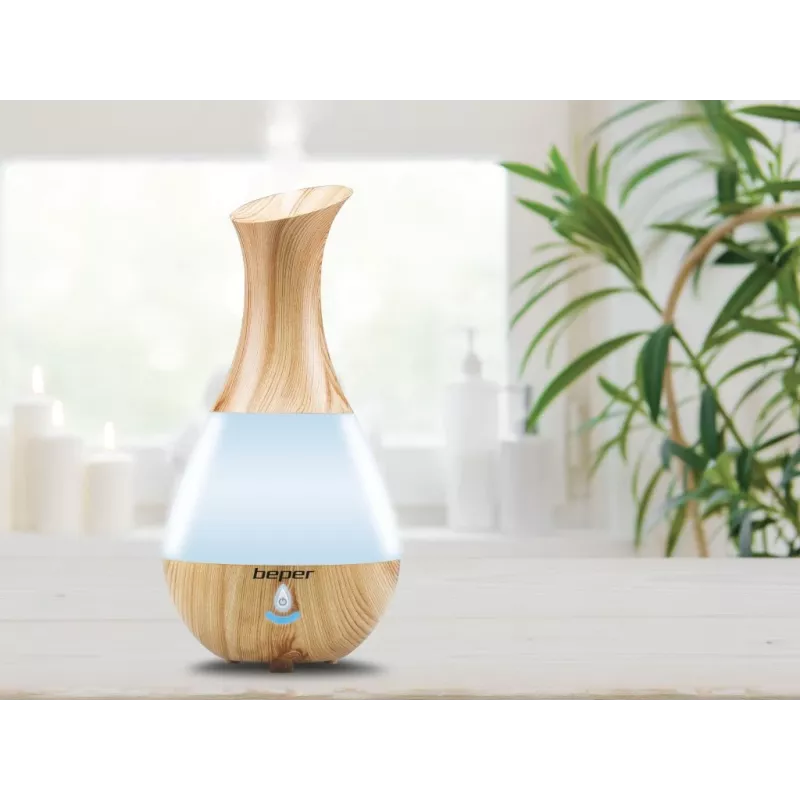 Beper 70.405 difusor de aromas ultrasónico, 235 ml, luz LED de 7 colores, 4 W, apagado automático
