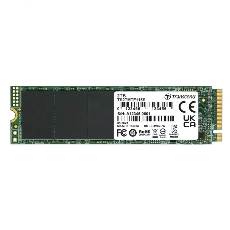 Transcend 115S - SSD - 2TB - interno - M.2 2280 (de doble cara) - PCIe 3.0 x4 (NVMe) (TS2TMTE115S)