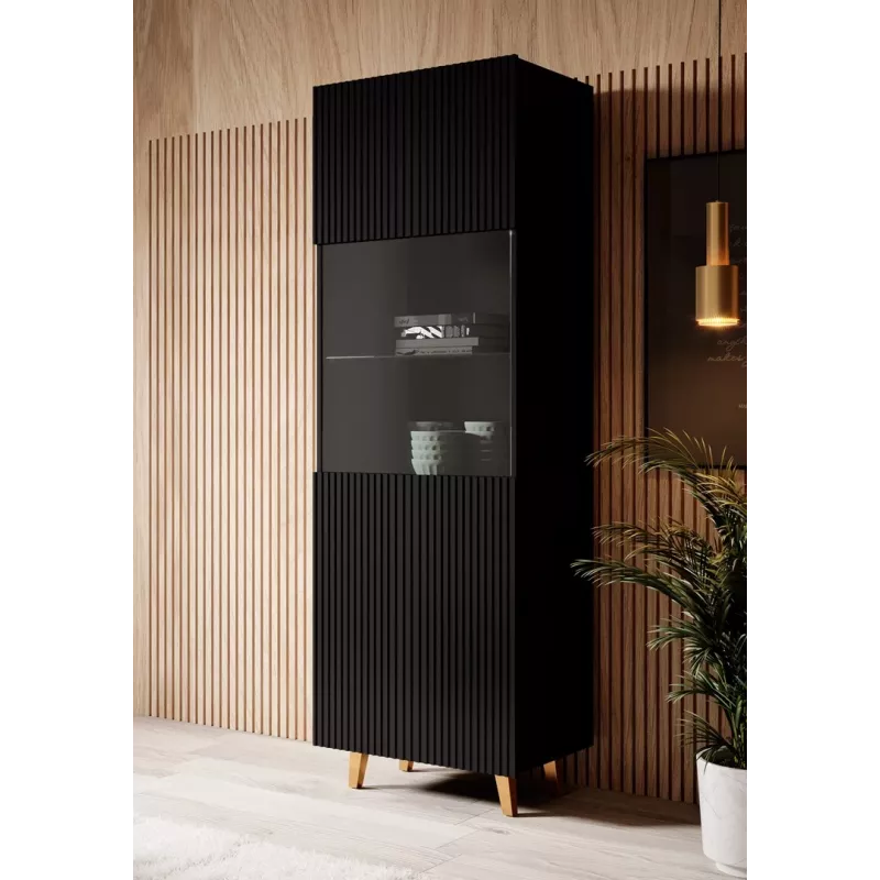 Vitrina Cama Meble PAFOS 60x40x182 cm negro mate — armario de suelo