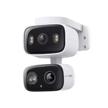 Cámara de seguridad IP TP‑LINK Tapo C246D — 3MP (2304×1296), 2,8 mm, campo de visión 107,8°, PTZ de doble objetivo, IP65, Wi‑Fi/Gigabit, microSD hasta 512 GB