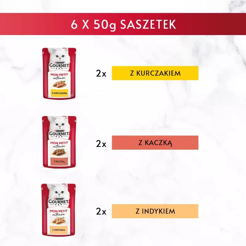 GOURMET Mon Petit Mix de aves - Comida húmeda para gatos - 6 x 50 g