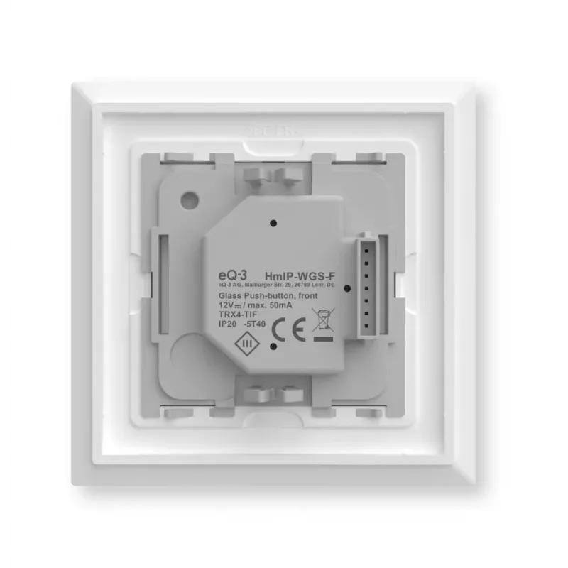 Pulsador de cristal inteligente HomeMatic Homematic IP Pulsador de cristal, 230 V, 868 MHz, blanco, 54,5×54,5×29 mm
