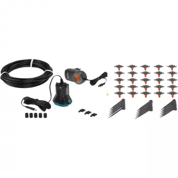 city gardening riego totalmente automático para macetas de balcón 1407-20, control de riego gris/negro, 43 piezas