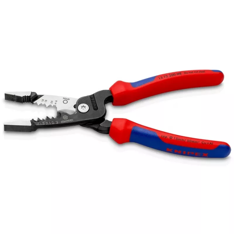 Knipex 13 72 200 ME pelacables negro, azul, rojo, acero inoxidable