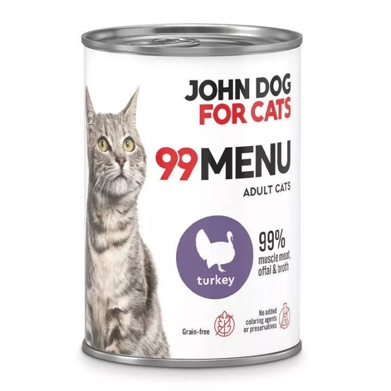John Dog 99 Menu Turkey alimento húmedo para gatos 400 g