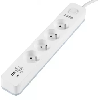 Regleta de protección contra sobretensiones PROTECT 4PL 1A1C USB T/LZ12-PRO015/1000