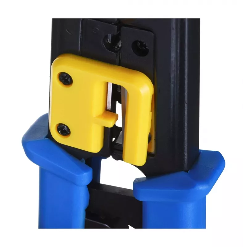 Alicate de crimpado Alantec NI040 para conectores RJ-45, estructura de acero, mangos de plástico, negro/azul
