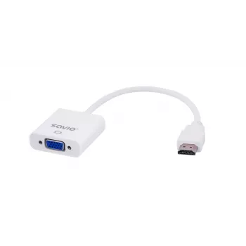 Adaptador de cable de vídeo Savio CL-27B 0,1 m HDMI Type-A (estándar) VGA (D-Sub) blanco