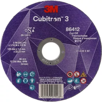 3M 86412 - Disco de corte - Metal - Fibra cerámica - 12250 rpm - Redondo - 2,22 cm (7100303829)