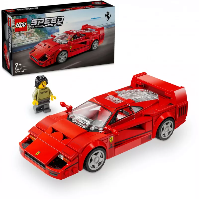 LEGO Speed Champions Ferrari F40 Supercar – coche de juguete construible para niños y niñas a partir de 9 años con minifigura de piloto, decoración de habitación infantil
