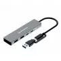 Hub USB GrauGear G-HUB2C2A-10G — USB 3.2 Gen 1 de 4 puertos (2x Type-C, 2x Type-A), 10 Gbit/s, 100 W, aluminio, gris