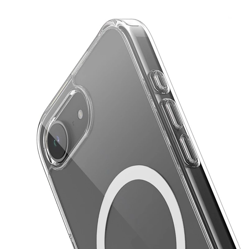 Funda MagSafe transparente Crong para iPhone 16e – funda protectora transparente, compatible con MagSafe