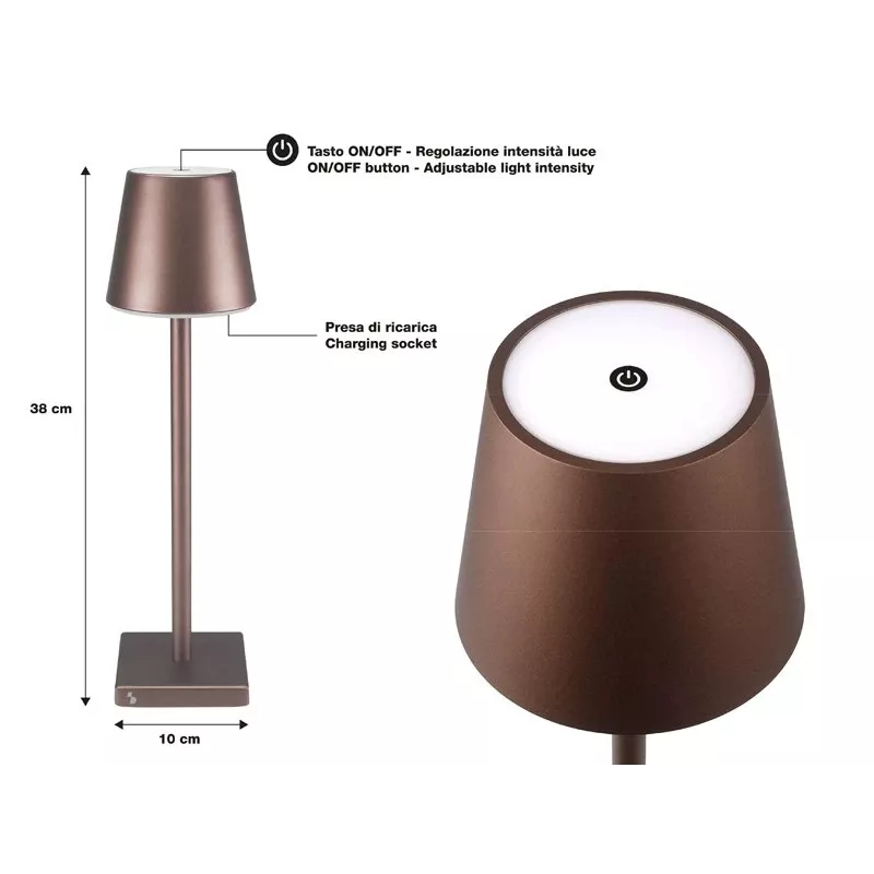 Lámpara de mesa recargable Beper P201UTP103, interruptor táctil, 2 W