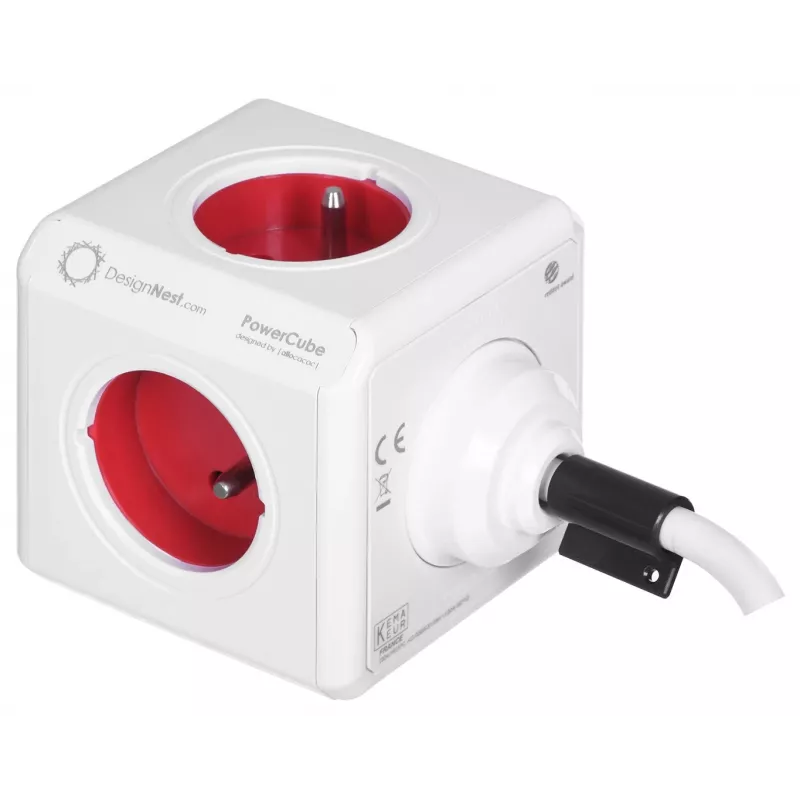 Allocacoc 2304/FREXPC regleta de enchufes 3 m 5 tomas AC interior rojo, blanco
