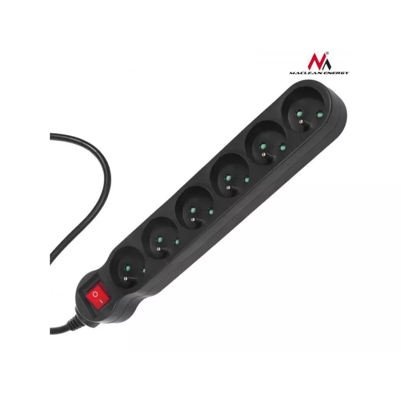 Alargador de corriente Maclean MCE188 5m 6 tomas interior negro