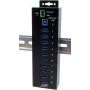 Hub USB Exsys EX-1580SHMVS 10 puertos gestionado con cable USB y kit de montaje en carril DIN