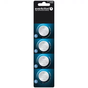 Pila de litio botón everActive CR3032, 3V, 580 mAh, pila botón, pack de 4