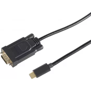 Adaptador de cable de vídeo S/CONN 10-59045 3 m USB Type-C VGA (D-Sub) negro