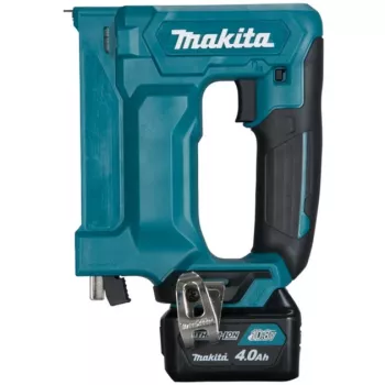 Grapadora a batería ST113DSMJ, 10,8 voltios, grapadora eléctrica azul/negro, 2x batería de litio 4,0 Ah, en MAKPAC tamaño 1