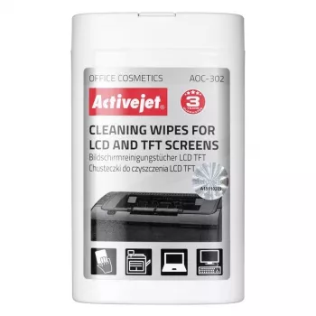 Paños de limpieza para pantallas LCD Activejet AOC-302, 100 uds.