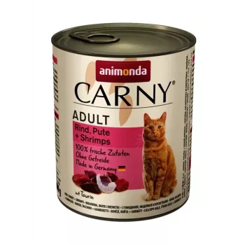 Comida húmeda para gatos animonda Carny lata 800 g — Adult, pavo y ternera, proteína 11,5 %, humedad 79 %