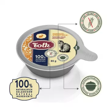 FOLK Tradicional conejo delicioso polaco - Comida húmeda para gatos - 85g
