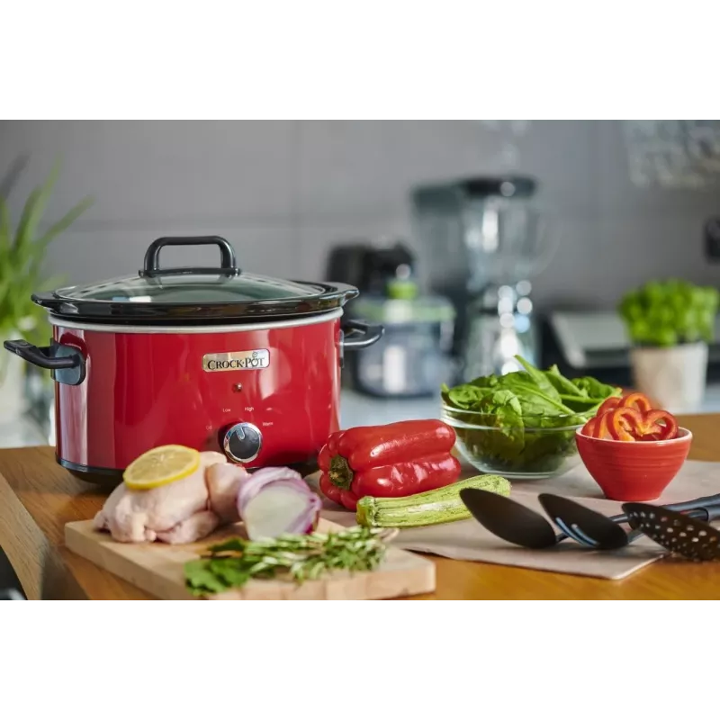 Olla de cocción lenta Crock-Pot SCV400RD 3,5 L olla de cerámica extraíble, tapa de cristal, 2 niveles de calor