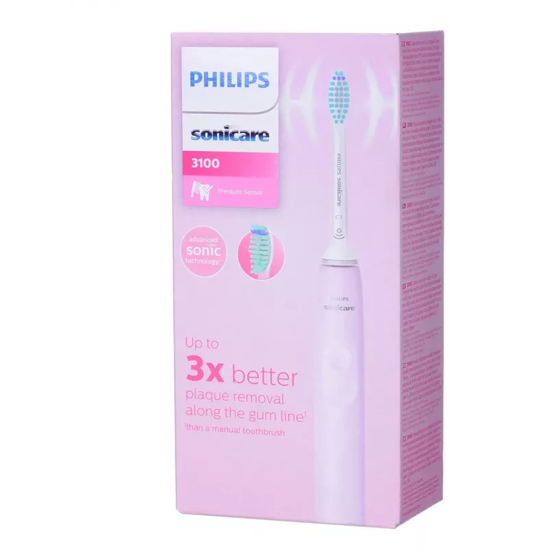 Cepillo de dientes sónico Philips 3100 series HX3671/11 con sensor de presión, batería de Li-Ion integrada, 1 cabezal de cepillo, blanco/rosa