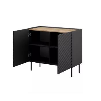 Cómoda Cama Meble ONDA 2D 98x45x85 cm, negro, marco de aglomerado