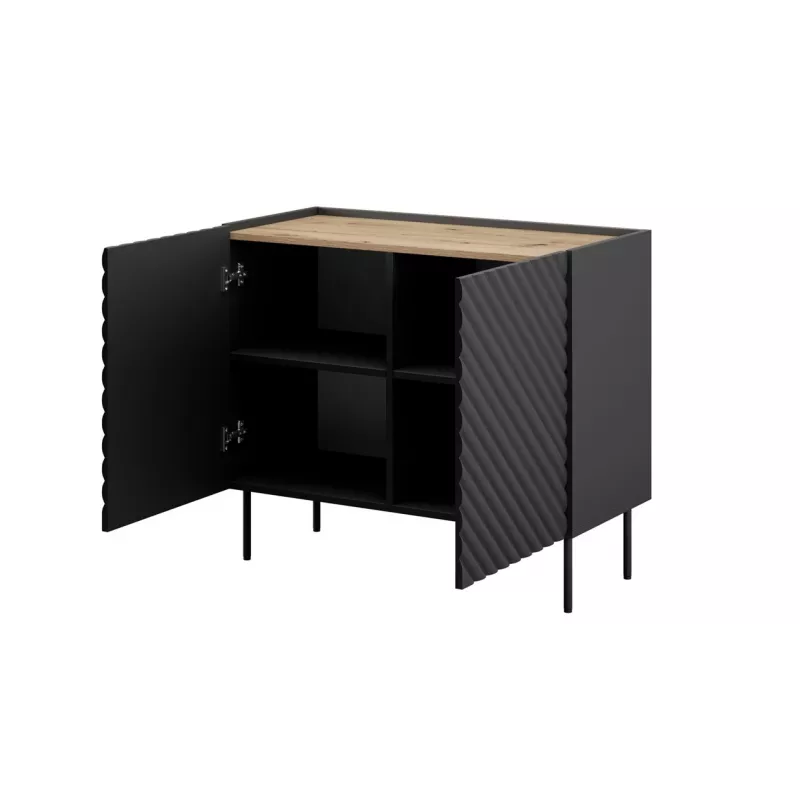 Cómoda Cama Meble ONDA 2D 98x45x85 cm, negro, marco de aglomerado