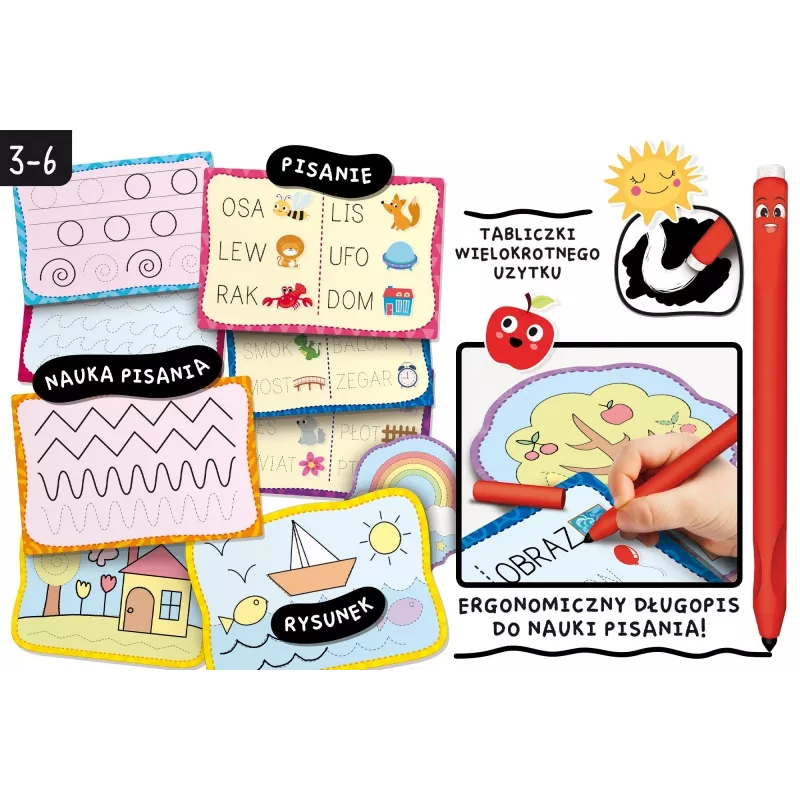 Set de aprendizaje Montessori de escritura con lápiz y 18 tableros
