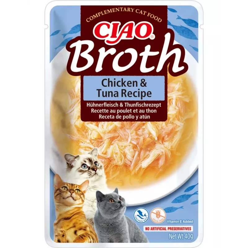 INABA Ciao Broth snack para gatos con pollo y atún, 40 g