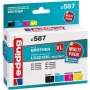 Edding EDD-587 (18-587) Cartucho de tinta XL compatible, paquete de 4, negro/cian/magenta/amarillo