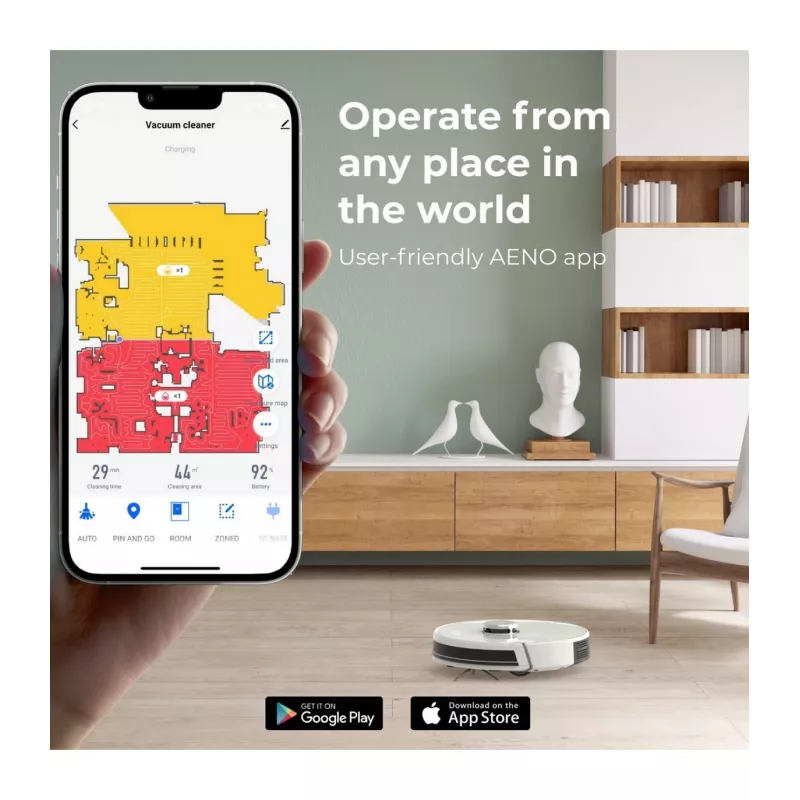 Robot aspirador AENO RC2S: limpieza en húmedo y seco, control inteligente con la app AENO, potente motor japonés Nidec, modo turbo