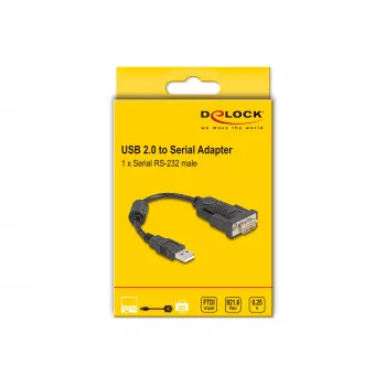 Cable serie DeLOCK 61549 negro 0,25 m USB Type-A RS-232
