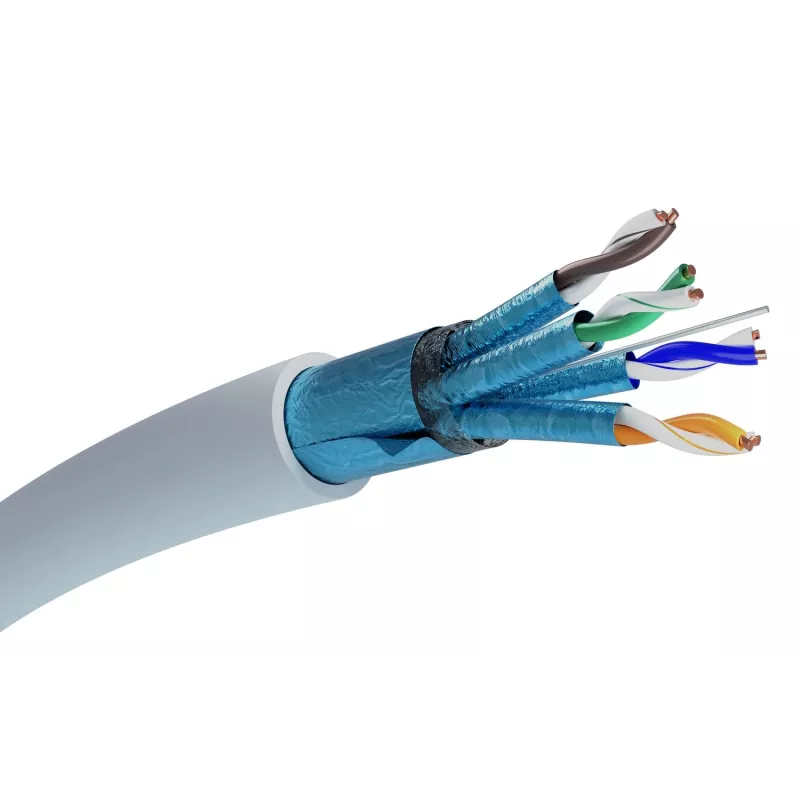 Cable de red Extralink par trenzado CAT6A FTP (F/FTP) V2 interior 500M gris