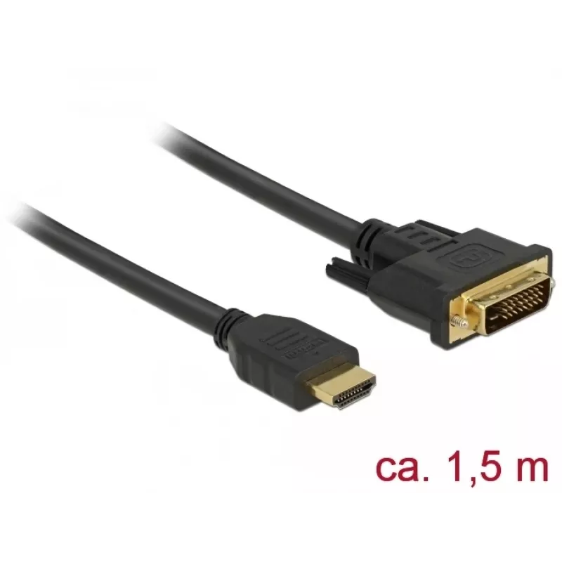 Adaptador de cable de vídeo DeLOCK 85653 1,5m HDMI Type-A DVI negro