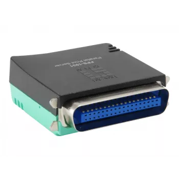 LevelOne servidor de impresión paralelo, negro, verde, actividad, enlace, alimentación, estado, Taiwán, Ethernet LAN, IEEE 802.3, IEEE 802.3u, 10,100 Mbit/s