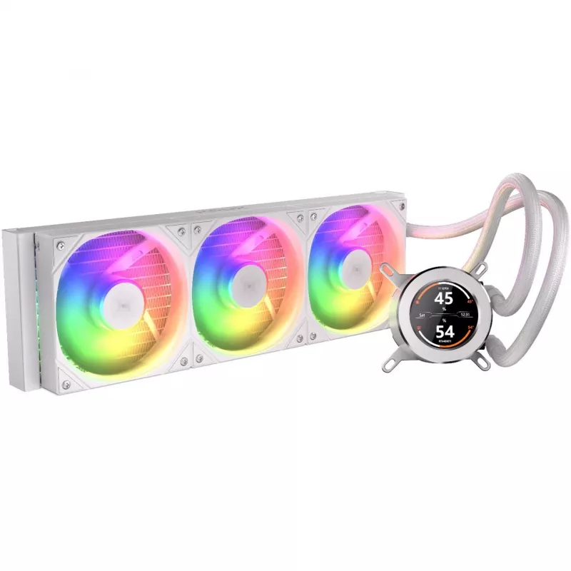 KRUX HydroGlance 360 ARGB refrigeración líquida AIO con LCD, 360 mm, blanco