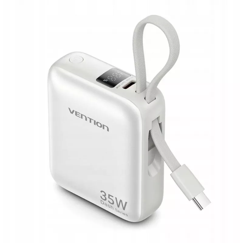 Vention FHEN0 Power bank, 10000 mAh, 35 W, cable USB-C integrado, beige