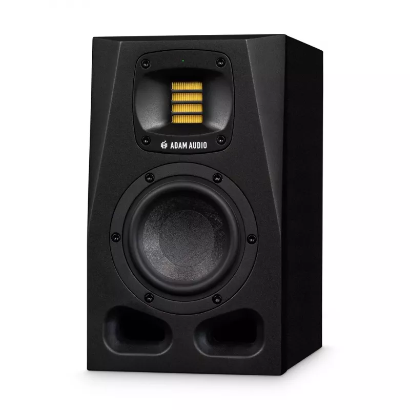 Monitores de estudio ADAM AUDIO A4V negro, 2 vías, 90 W RMS, woofer de 4 pulgadas, pantalla LED, montaje en rack